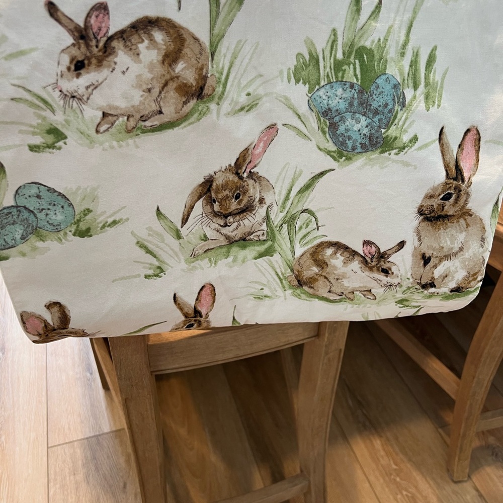 Pottery Barn Bunny Table Runner with Blue and Brown Accents